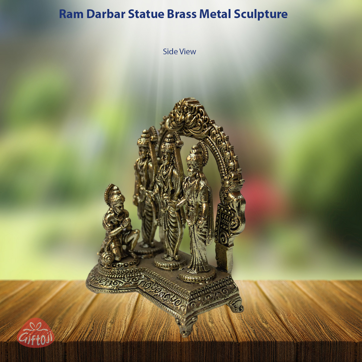 Ashtadhatu Brass Ram Darbar Idol – Divine Sculpture of Ram, Sita, Lakshman & Hanuman (2 Sizes)