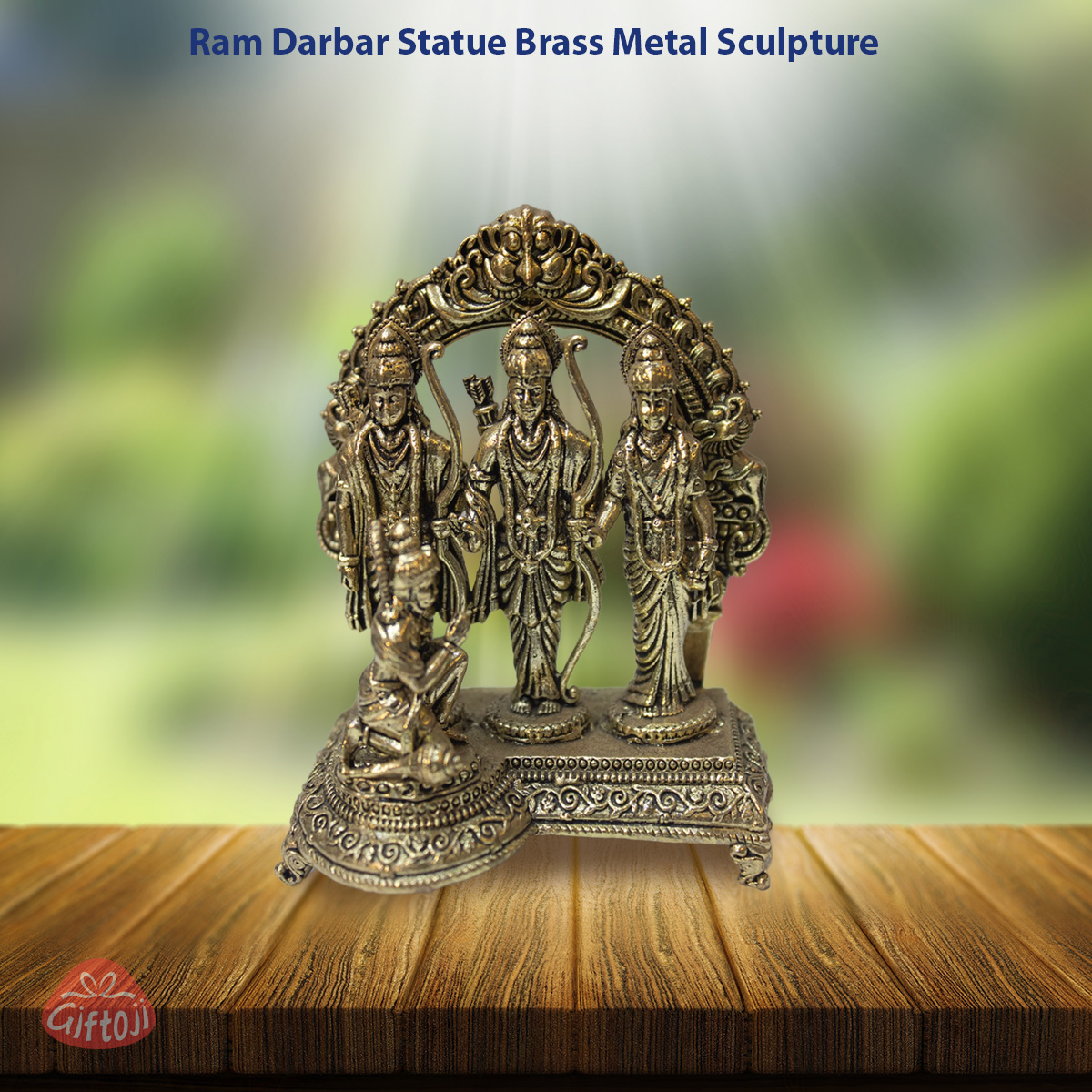 Ashtadhatu Brass Ram Darbar Idol – Divine Sculpture of Ram, Sita, Lakshman & Hanuman (2 Sizes)