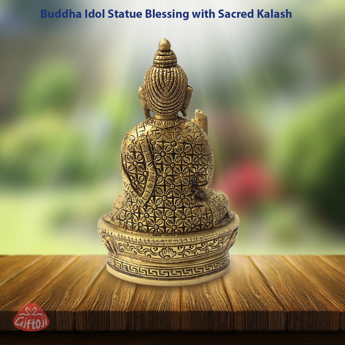 Brass Buddha Idol – Blessing Pose with Sacred Kalash