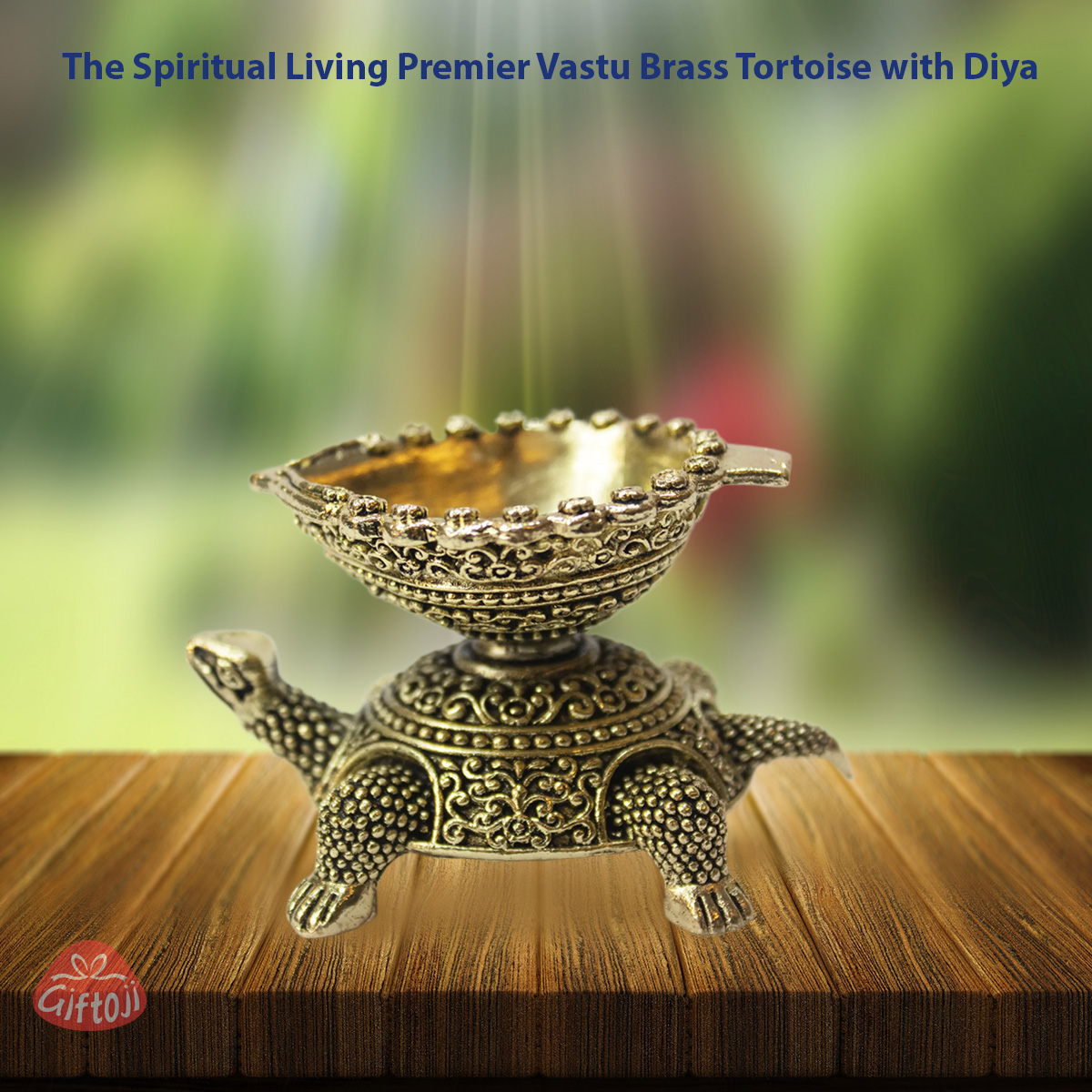Ashtadhatu Brass Tortoise with Diya – Decorative Diya for Positive Energy
