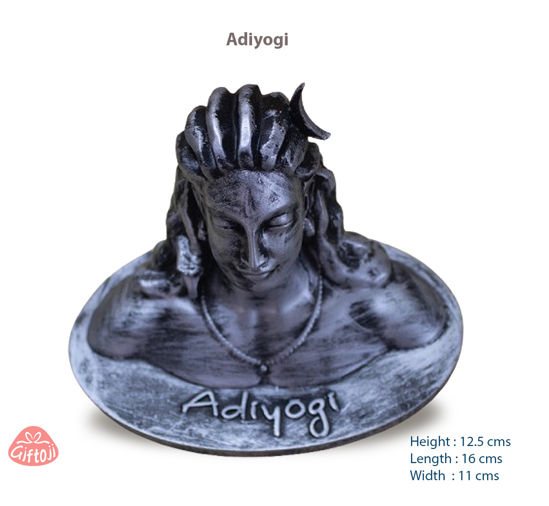 Adiyogi Shiva Bust Idol – Antique Silver | Gold | Black Finish Resin Statue (16 x 12.5 cm)