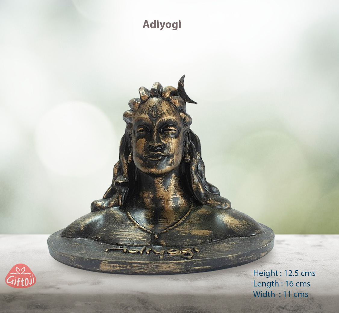 Adiyogi Shiva Bust Idol – Antique Silver | Gold | Black Finish Resin Statue (16 x 12.5 cm)
