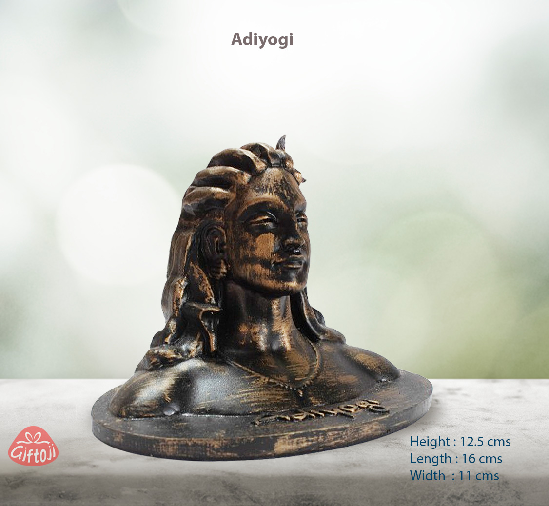 Adiyogi Shiva Bust Idol – Antique Silver | Gold | Black Finish Resin Statue (16 x 12.5 cm)