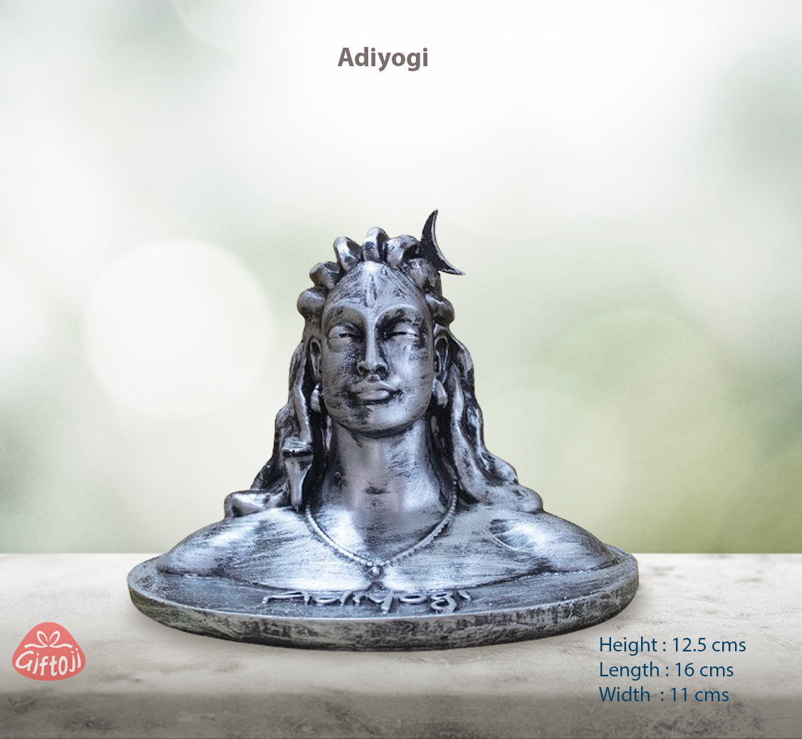 Adiyogi Shiva Bust Idol – Antique Silver | Gold | Black Finish Resin Statue (16 x 12.5 cm)