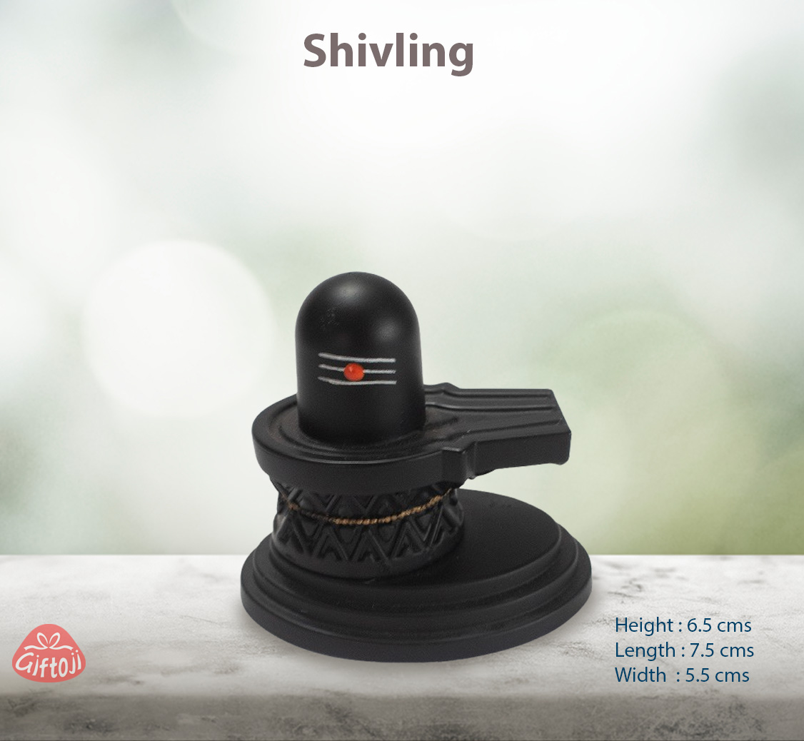 Elegant Black Shivling Idol for Puja & Home Decor – Compact 6.5 cm Resin Statue
