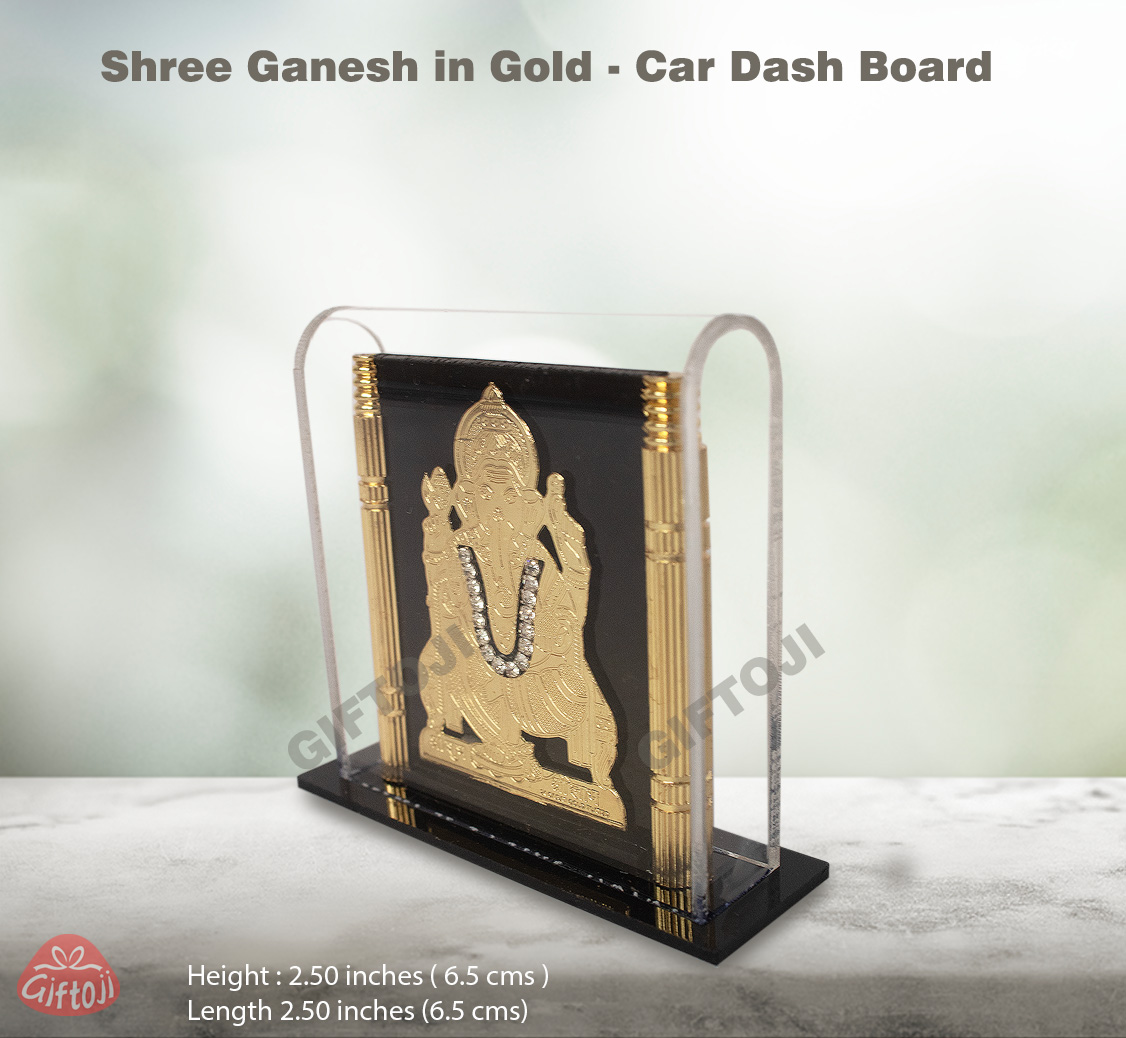 Shree Ganesh in Acrylic Glass – Compact Car Dashboard & Desk Idol