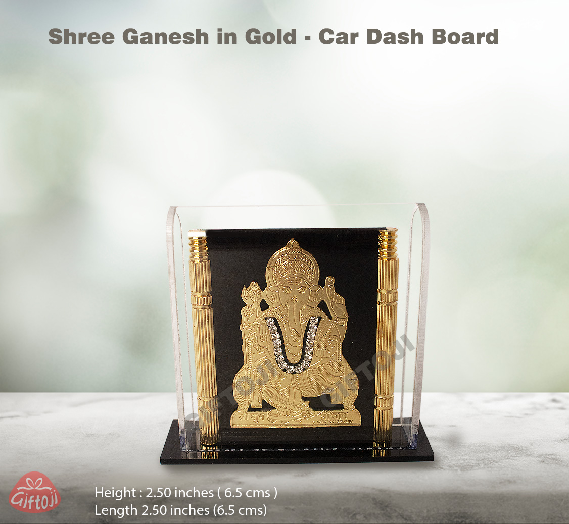 Shree Ganesh in Acrylic Glass – Compact Car Dashboard & Desk Idol