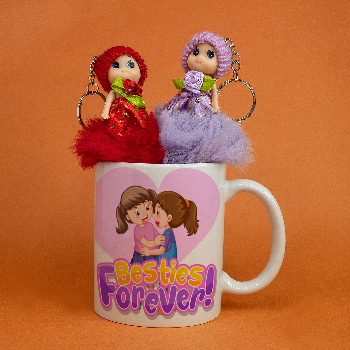 G 212 - Besties Forever Mug with Cute Doll Keychains