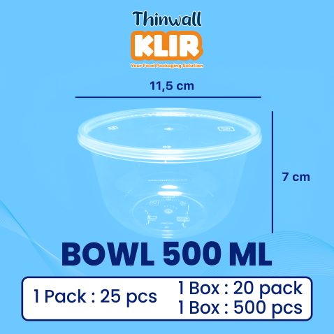 Klir Thinwall Round Bowl 500 ml @25 pcs