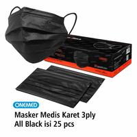 Onemed Masker Medis Karet 3ply All Black