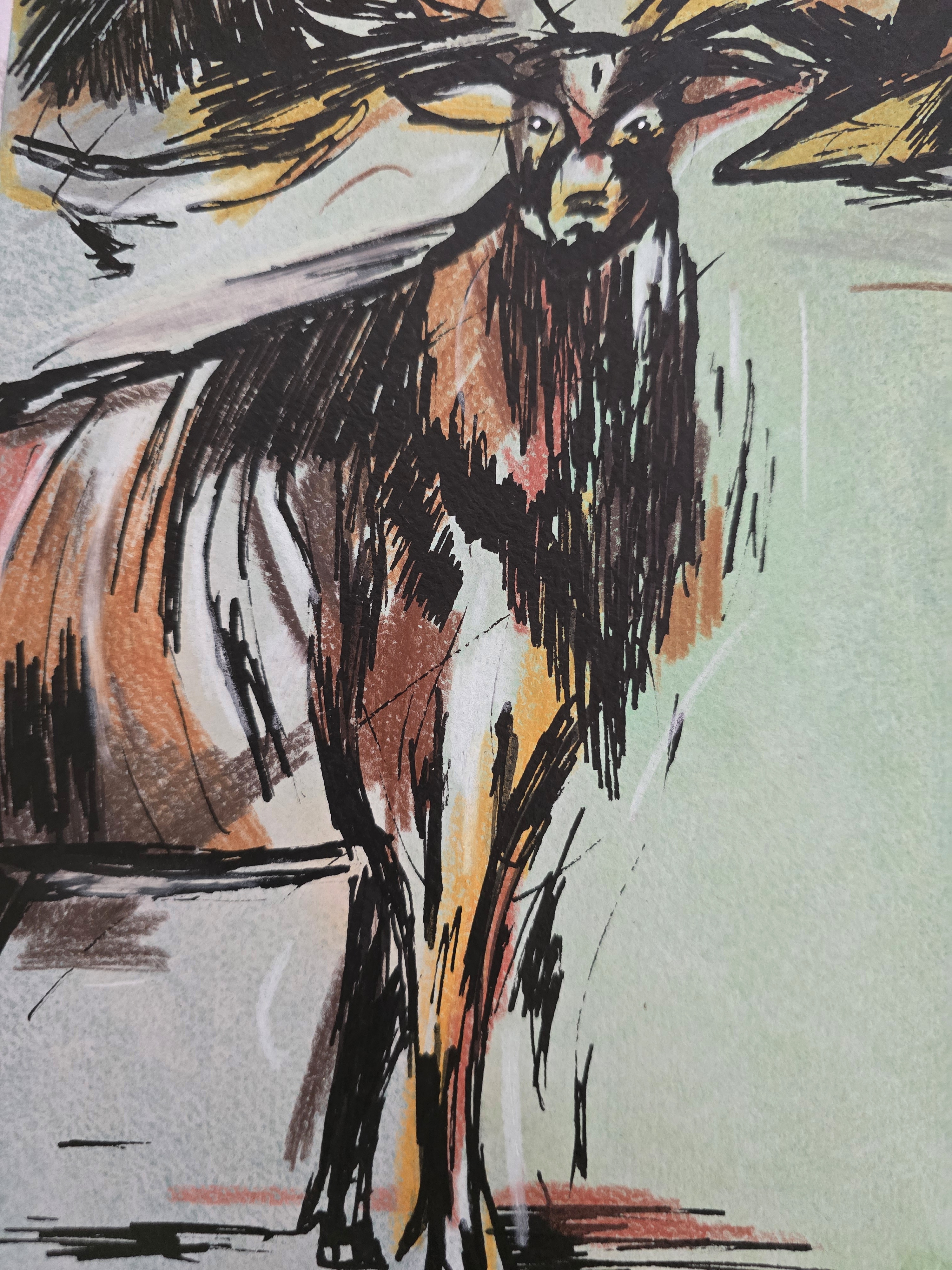 Megaloceros Mixed-Media Sketch