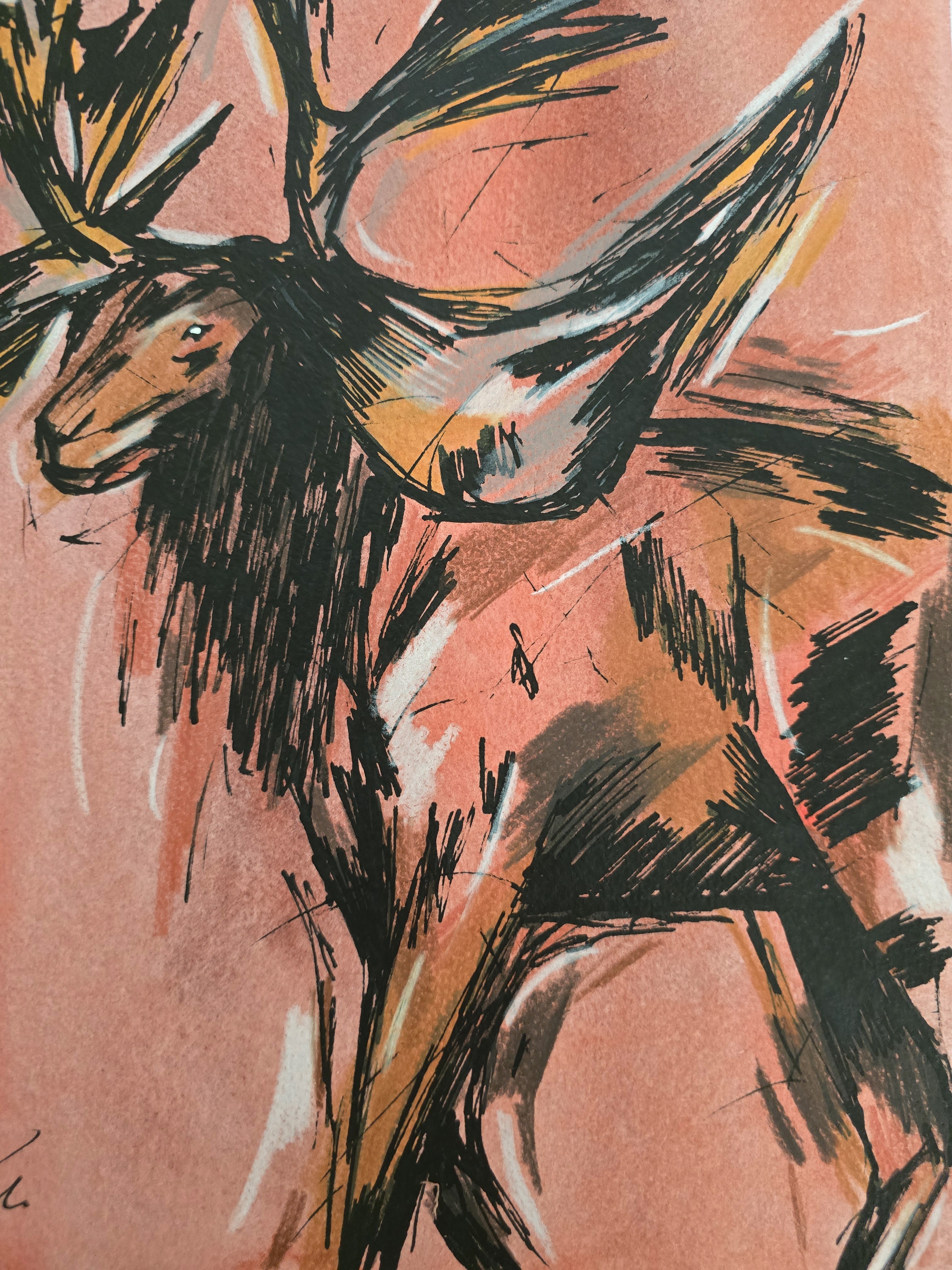 Cervalces Mixed-Media Sketch