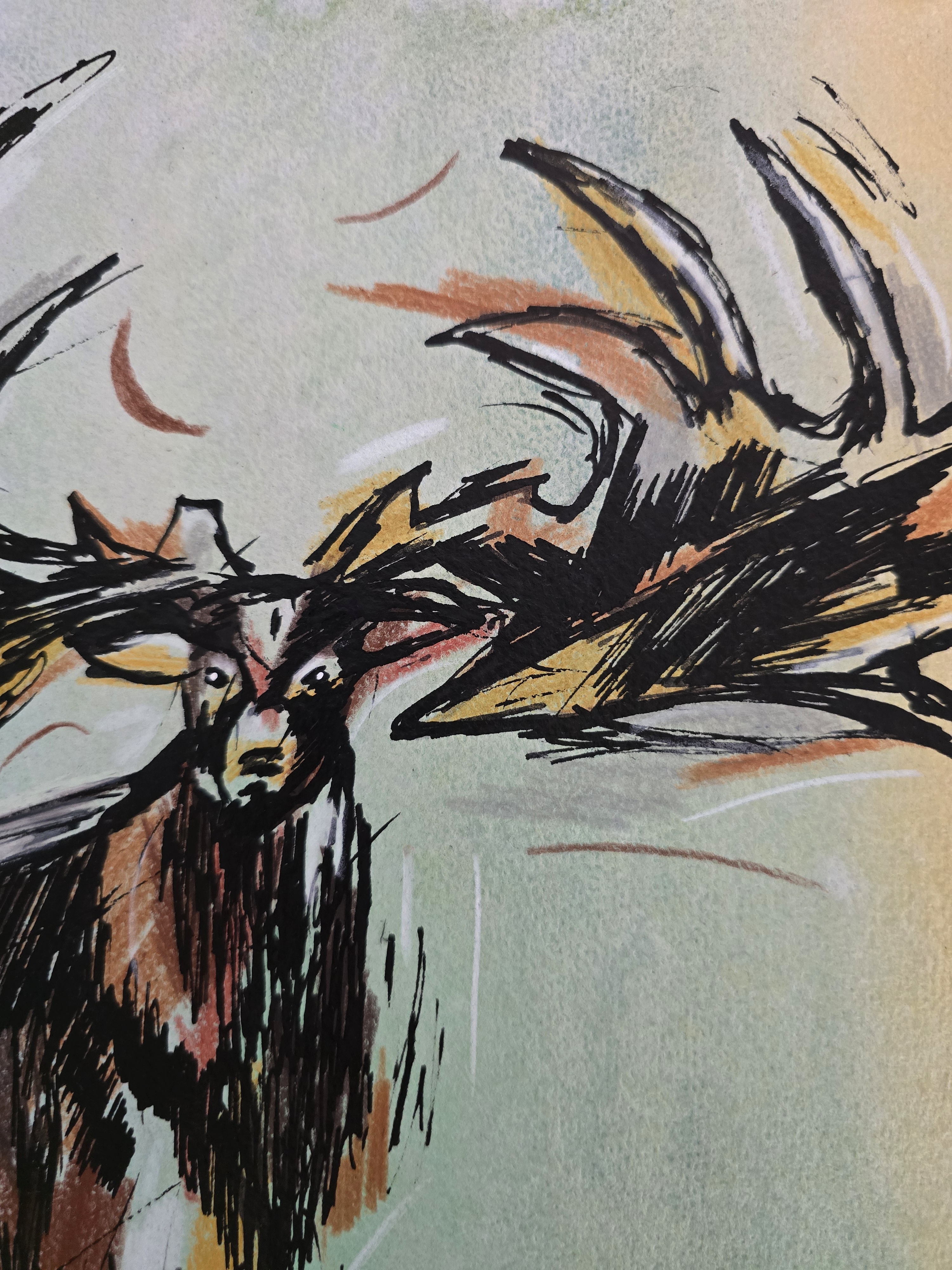 Megaloceros Mixed-Media Sketch