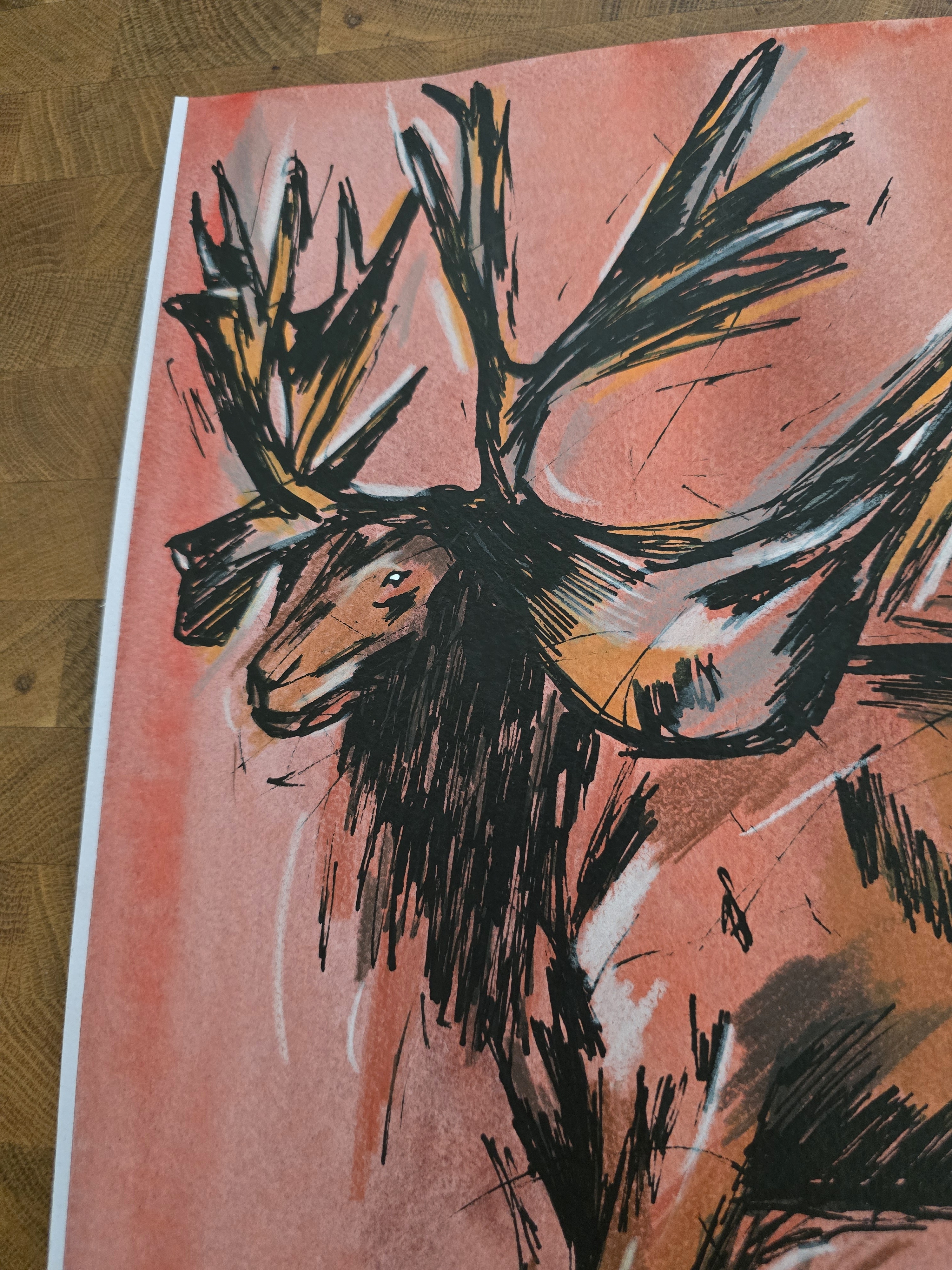 Cervalces Mixed-Media Sketch