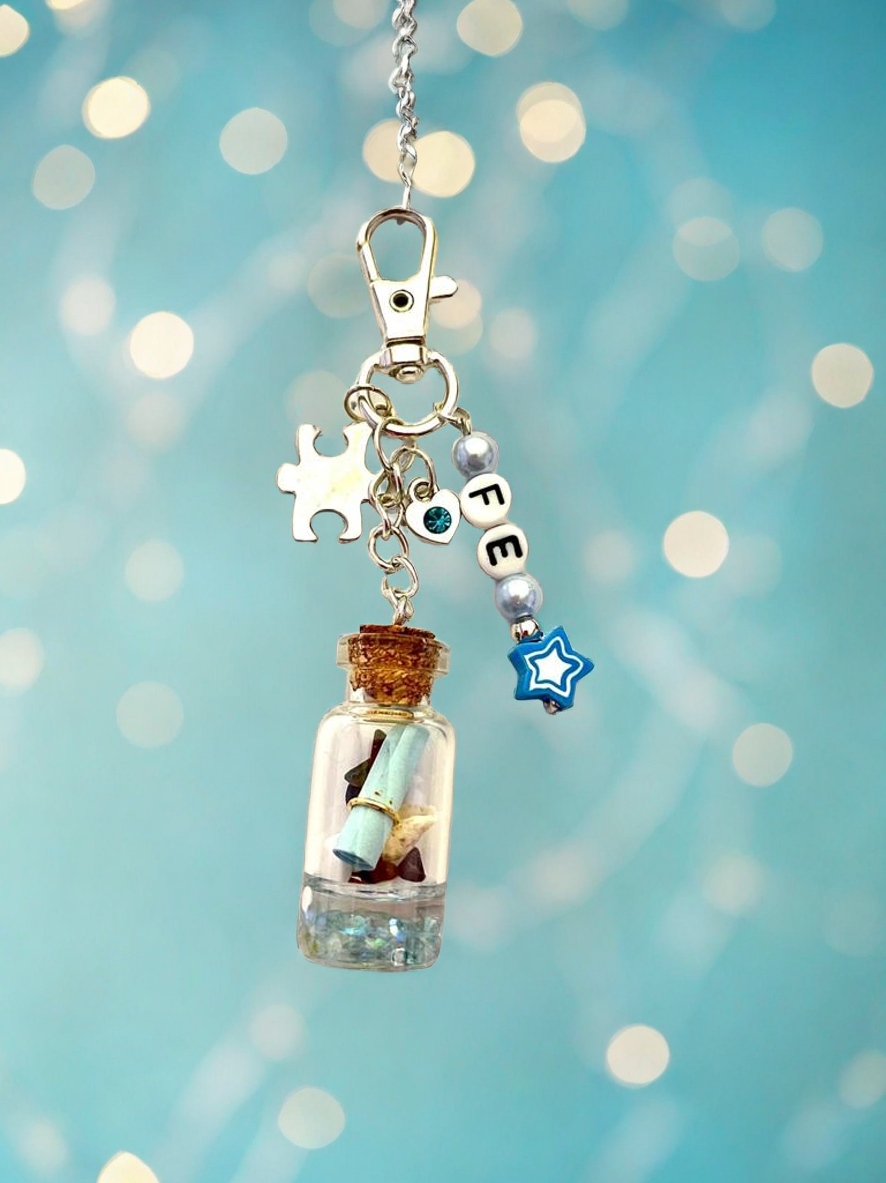 ✨Botellas de Fe – Llavero Mensaje del Alma