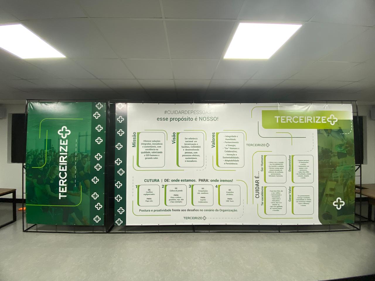 Painel de lona com ilhós