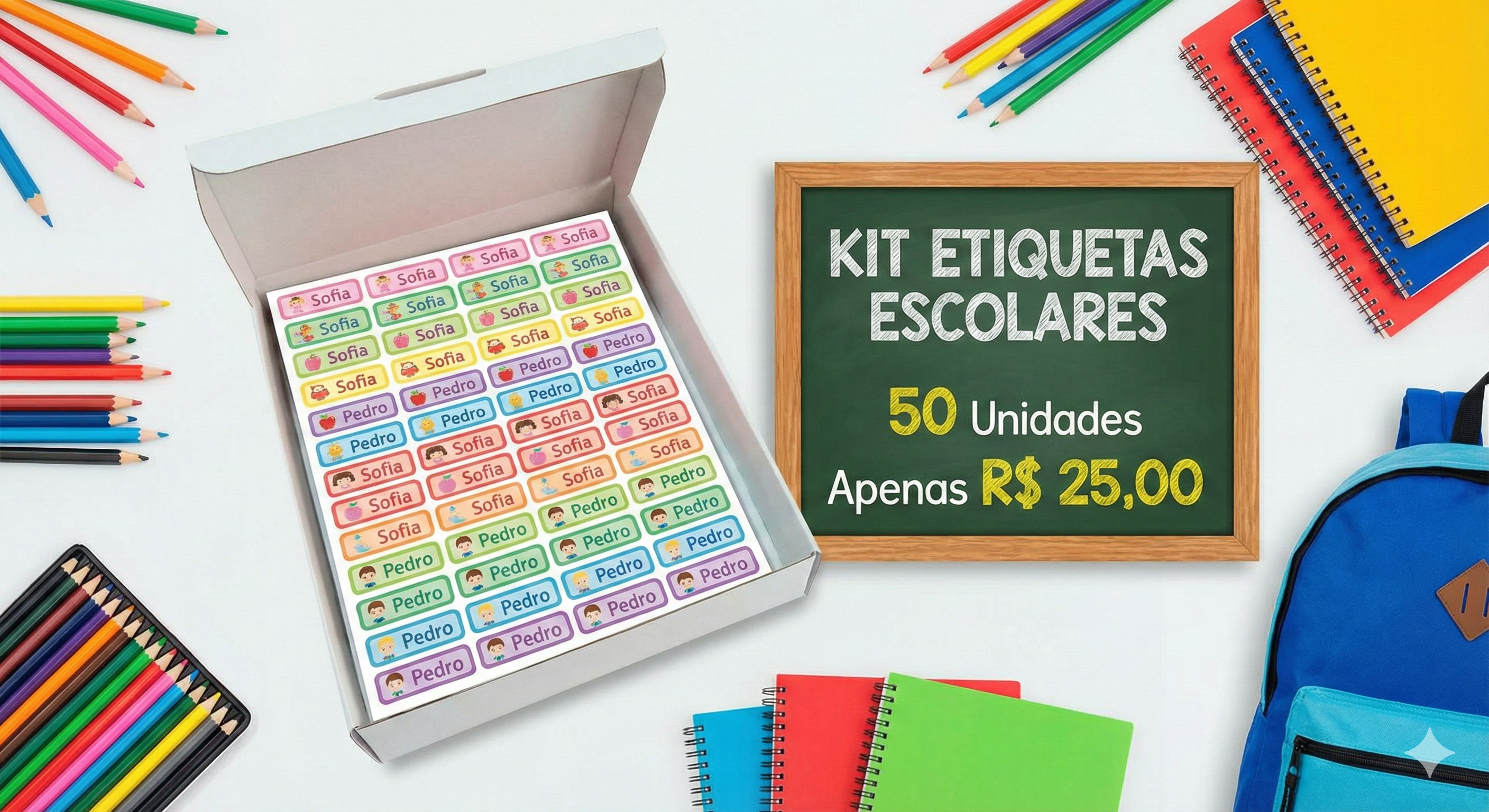 Etiqueta Escolar Personalizada 50 UN