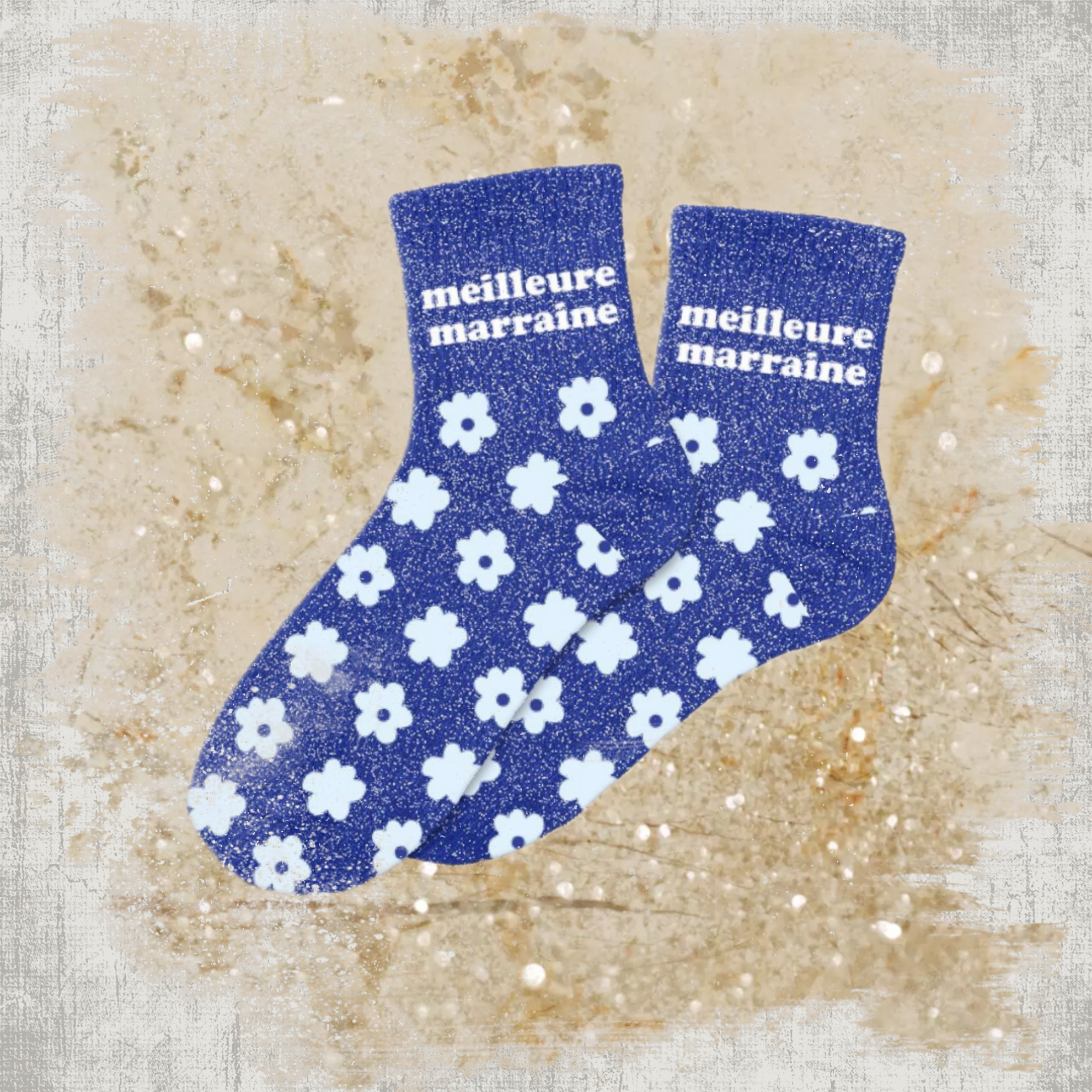 💖 Chaussettes à Paillettes "Meilleure Marraine"