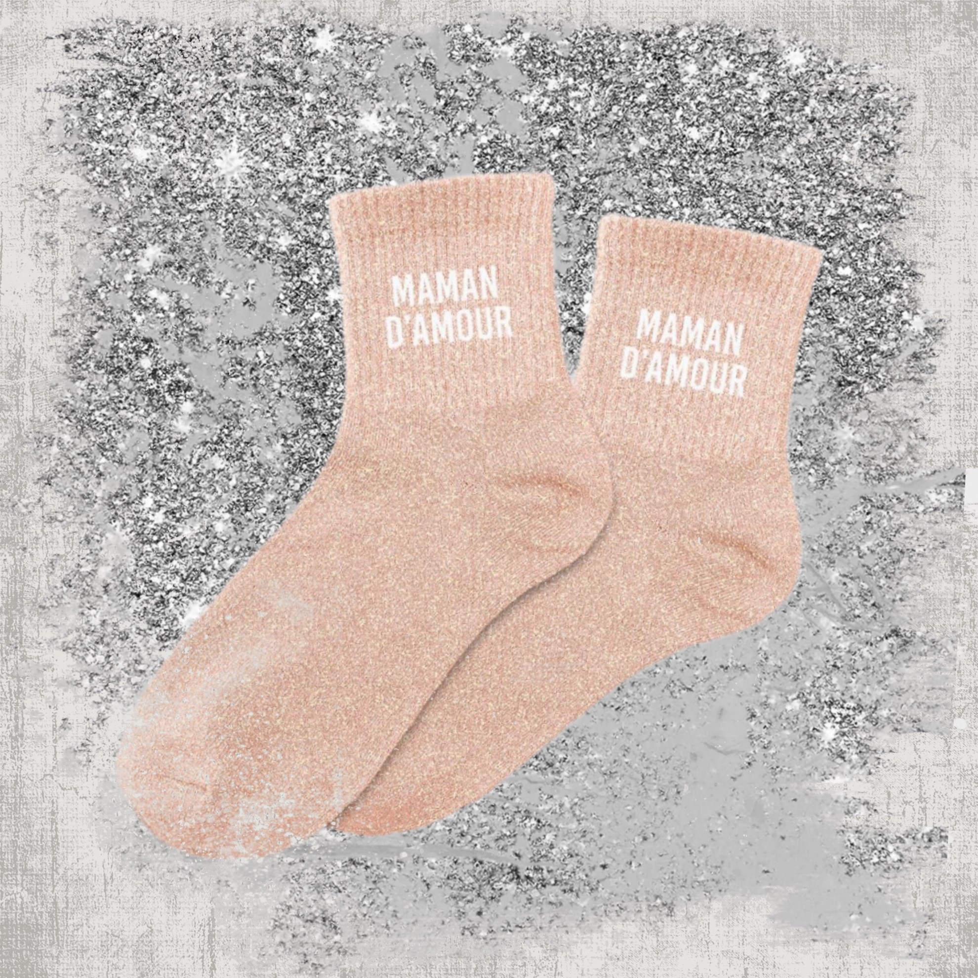 👩‍🍼 Chaussettes à Paillettes "Maman d’Amour"