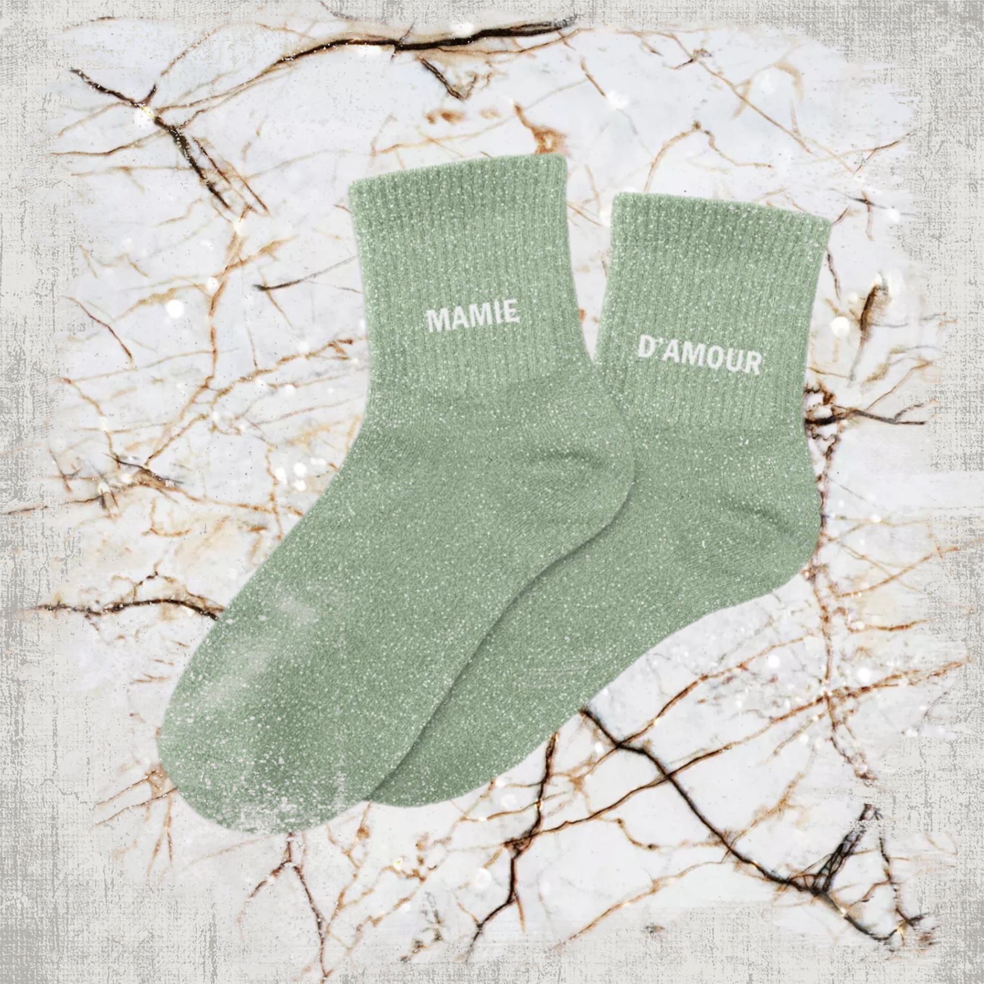 🧶 Chaussettes à Paillettes "Mamie d’amour"
