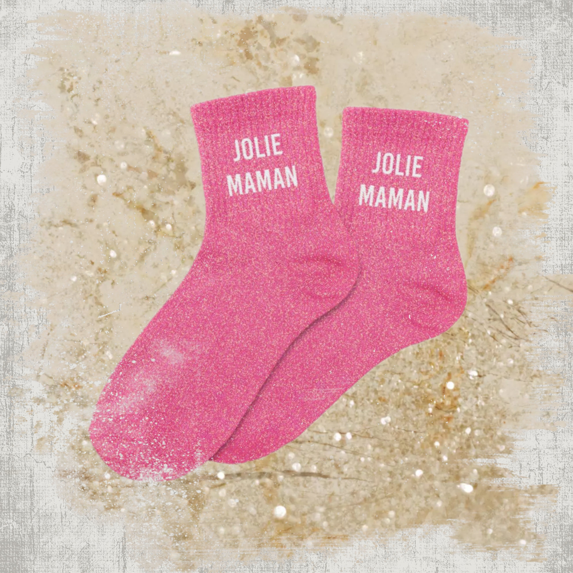👑 Chaussettes à Paillettes "Jolie Maman"