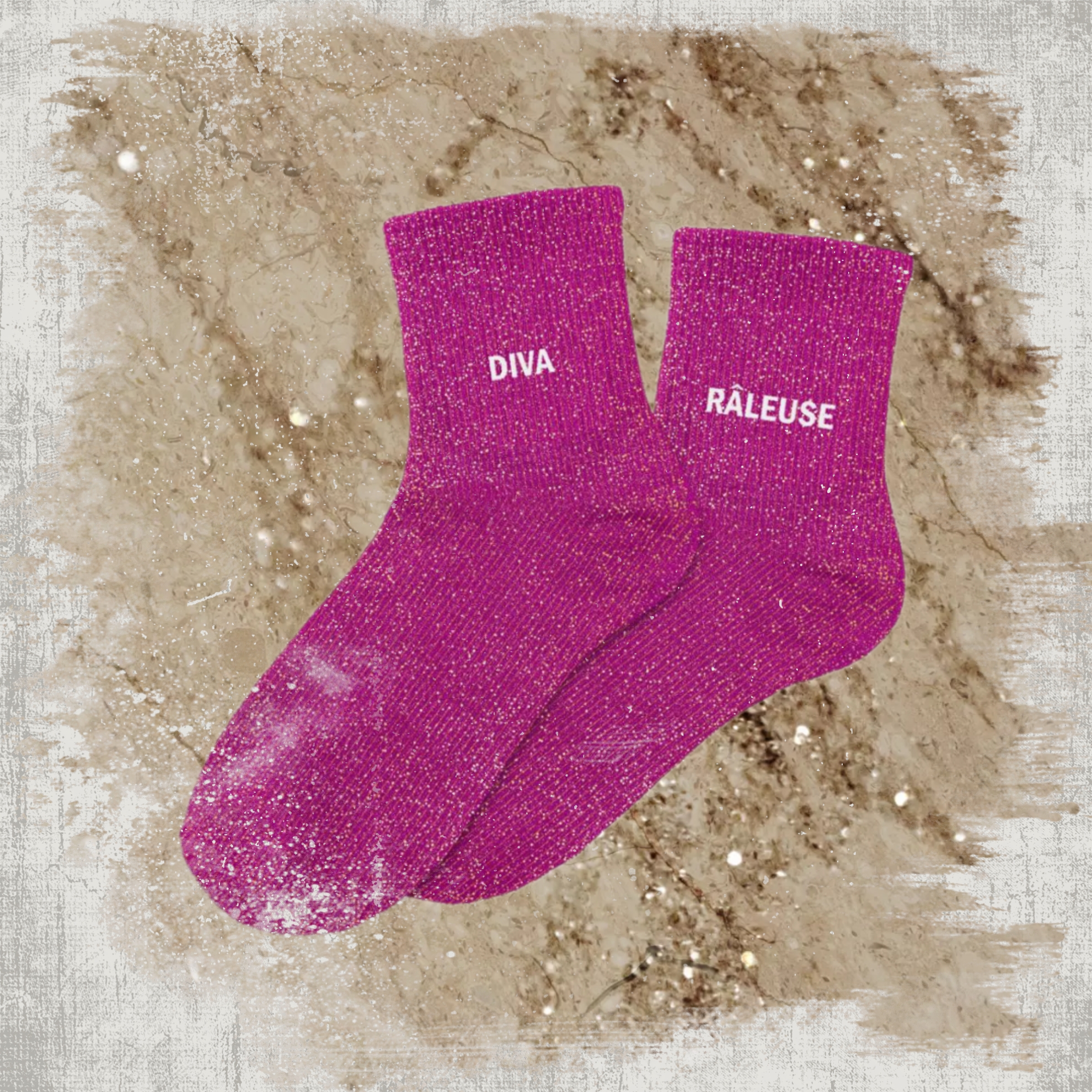 🎭 Chaussettes à Paillettes "Diva Râleuse"