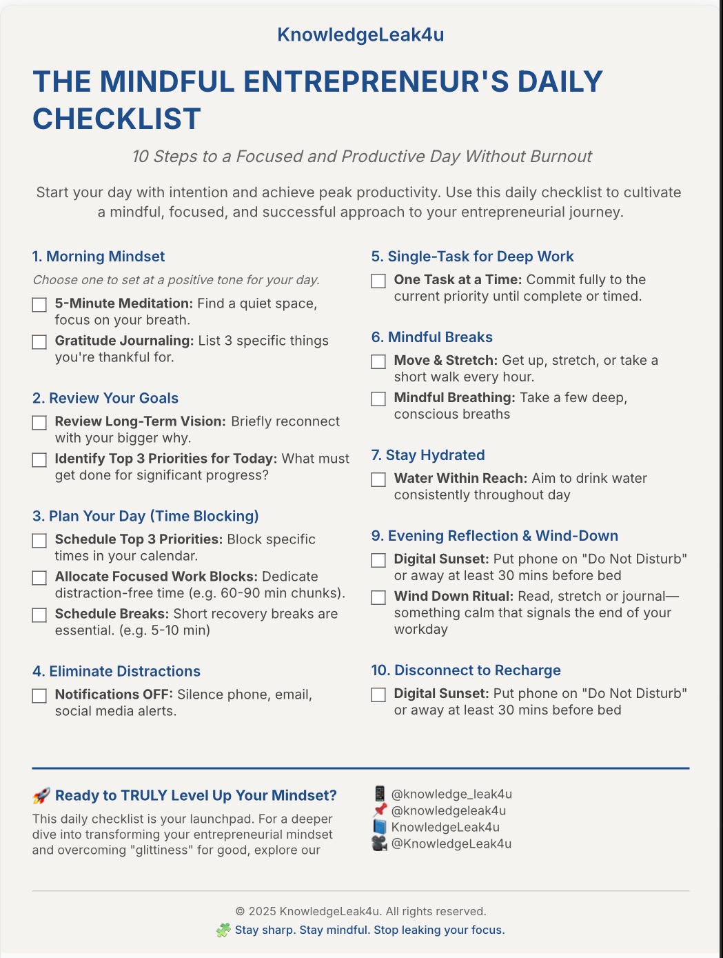 The Mindful Entrepreneur's Daily Checklist