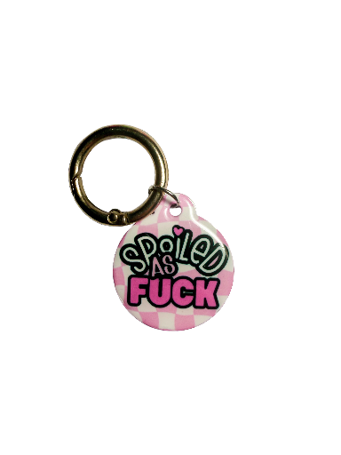 Spoiled as Fuck Pet ID Tag – Pink Checkered Edition