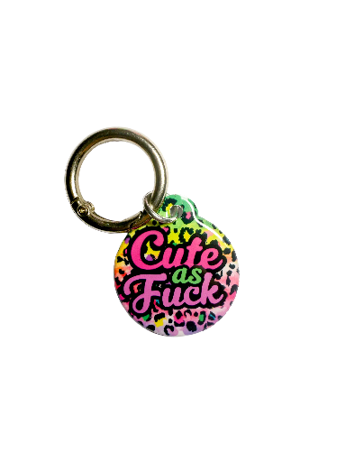 Cute as Fuck Pet ID Tag – Neon Leopard Edition