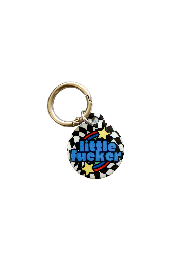 Little Fucker Pet ID Tag – Checkered Edition