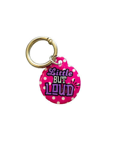 Little But Loud Pet ID Tag – Hot Pink Polka Dot Edition
