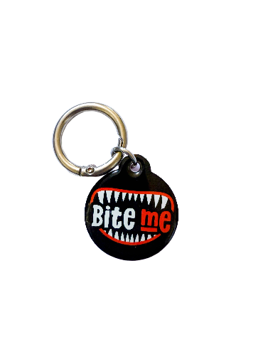 Bite Me Pet ID Tag – Black & Red Fang Edition