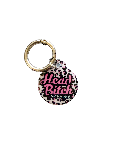 Head Bitch in Charge Pet ID Tag – Leopard Edition