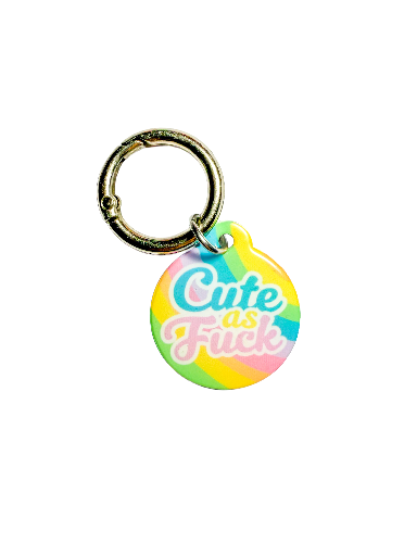 Cute as Fuck Pet ID Tag – Rainbow Swirl Edition