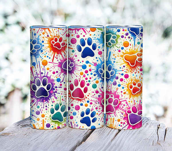 Colorful Paw Print Tumbler
