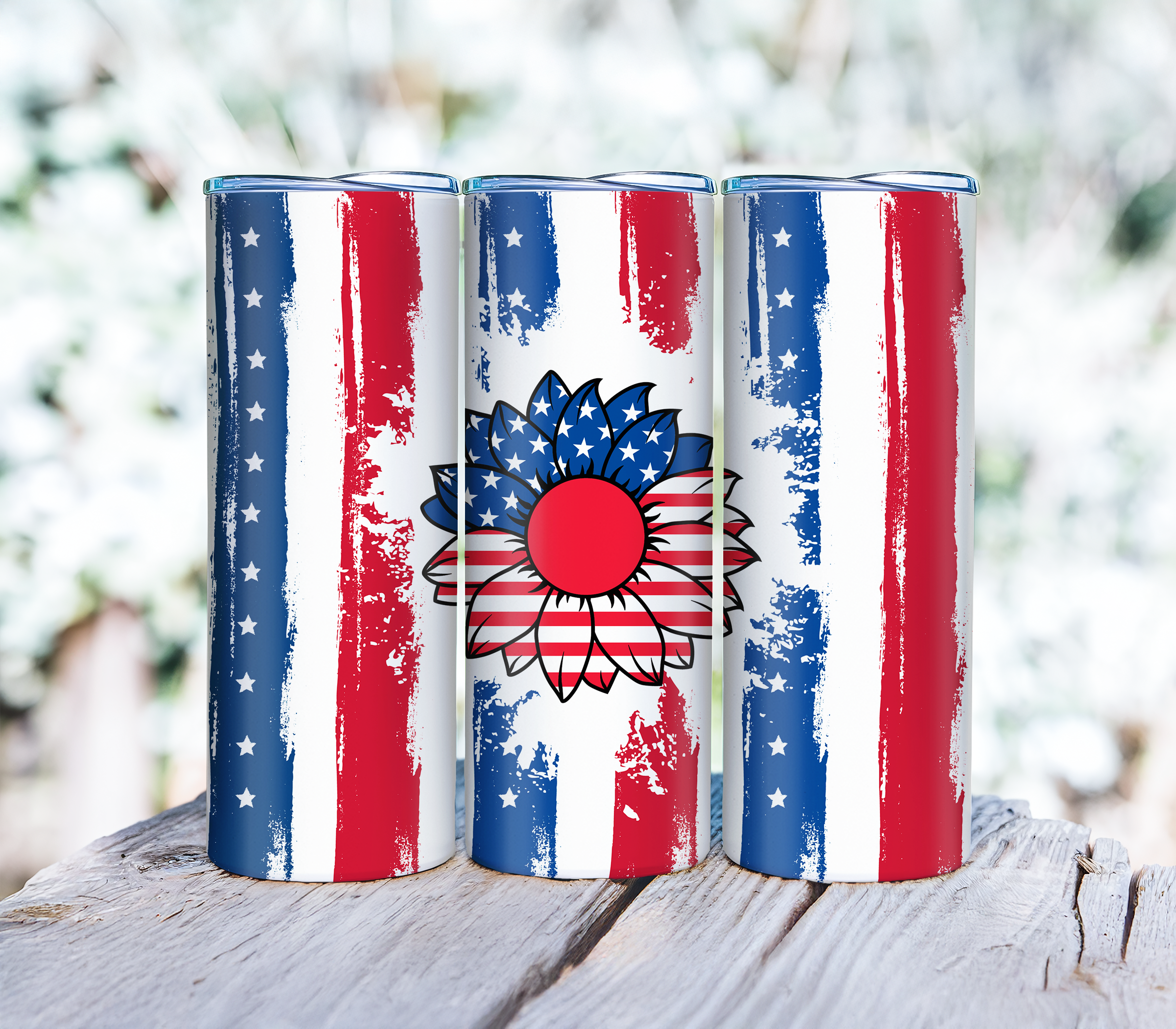 Patriotic Floral Tumbler