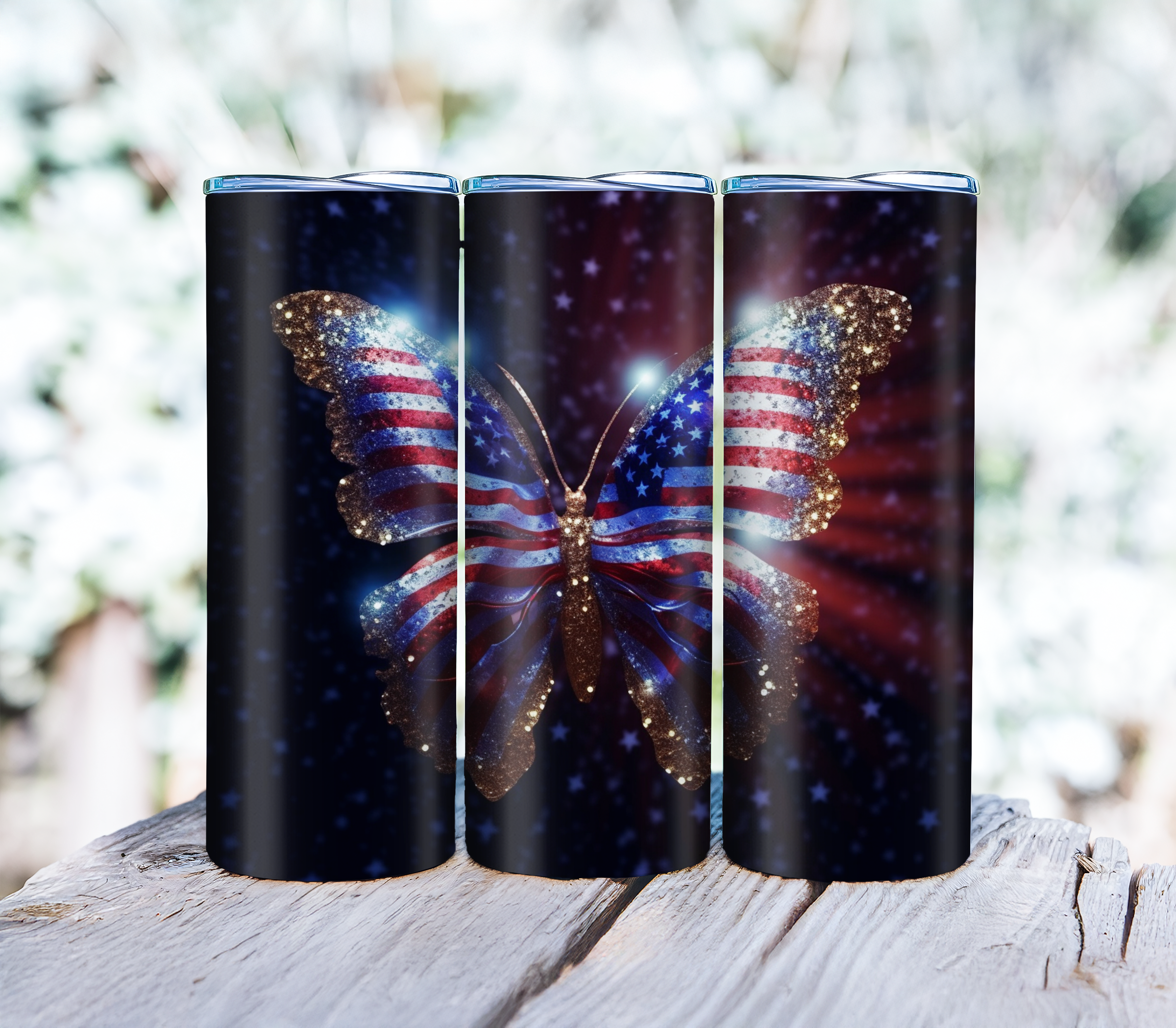 Patriotic Butterfly Tumbler
