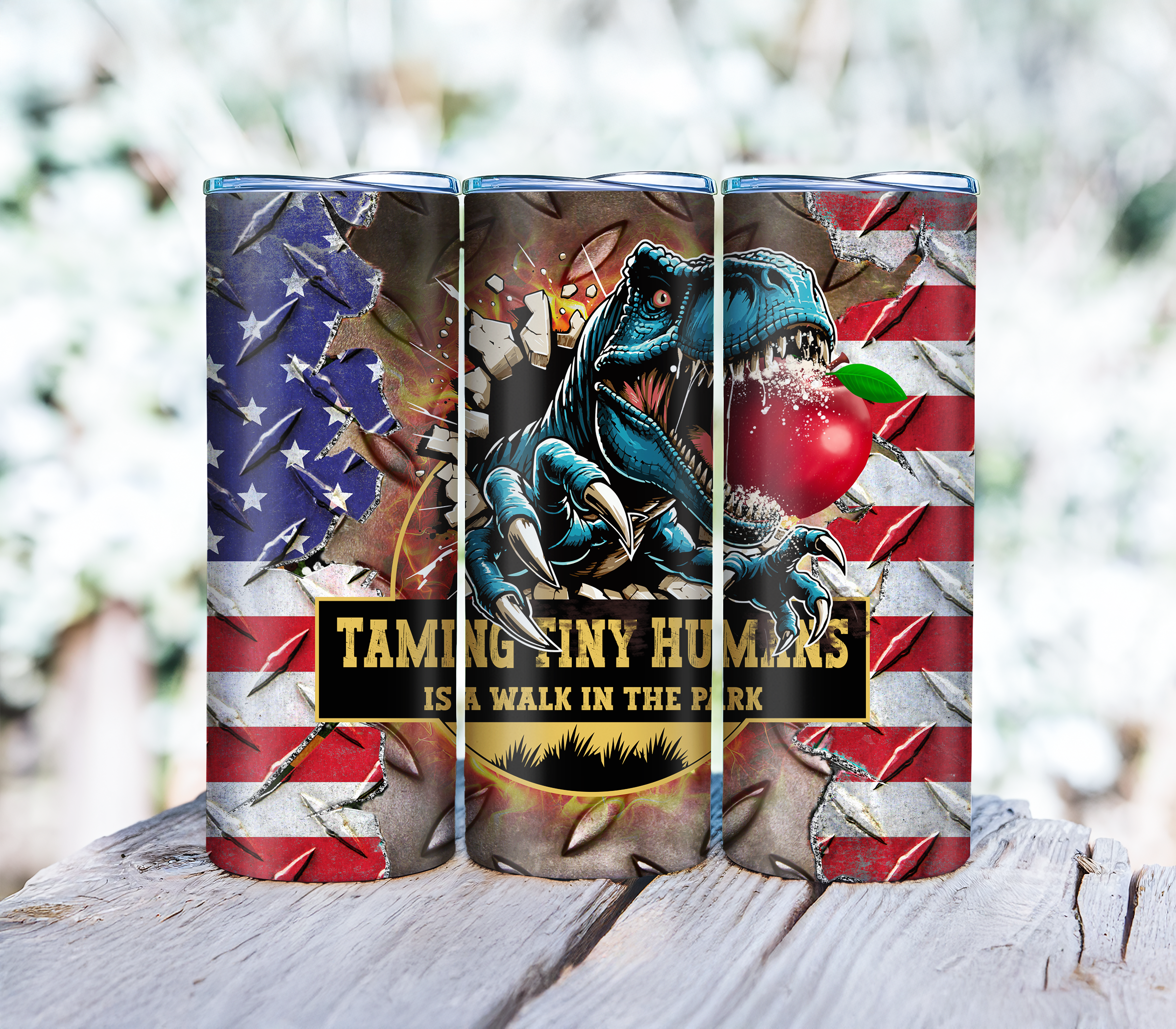 Dinosaur Patriotic Tumbler