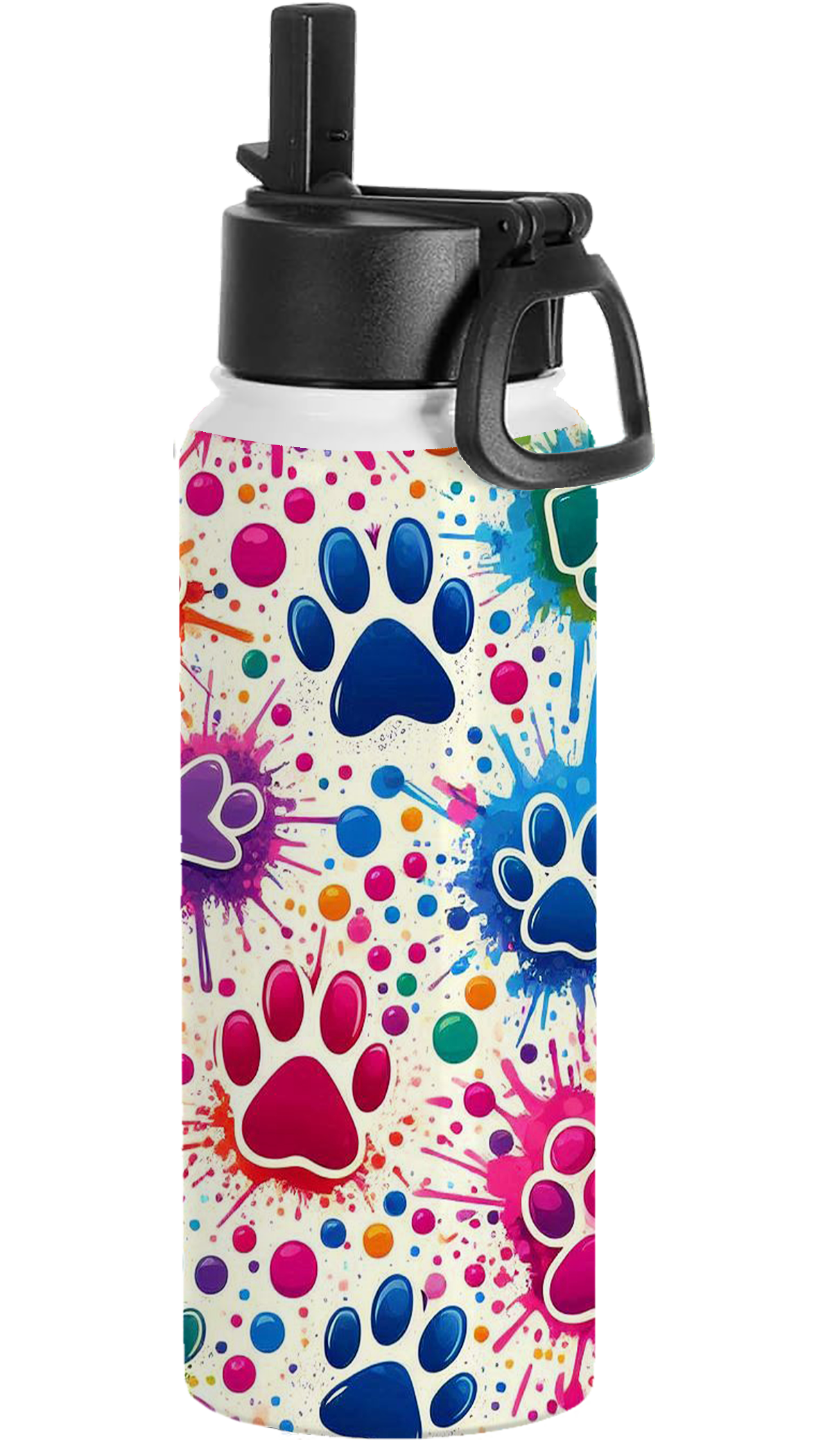 Colorful Paw Print Water Bottle