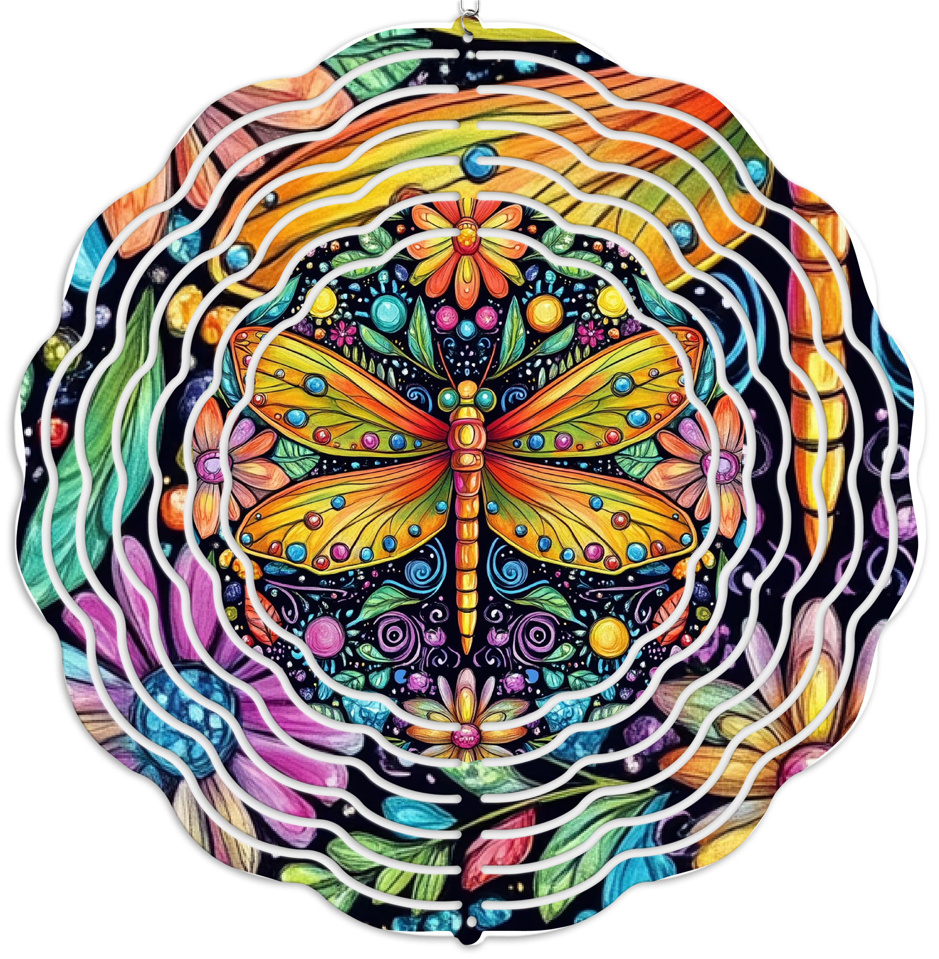 Stained Glass Dragonfly Wind Spinner