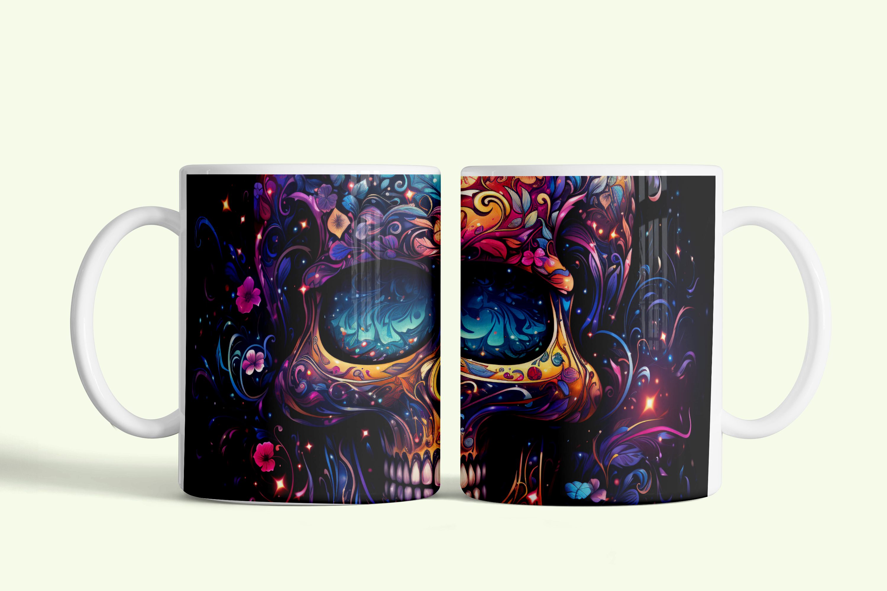 Colorful Skull Art Ceramic Mug