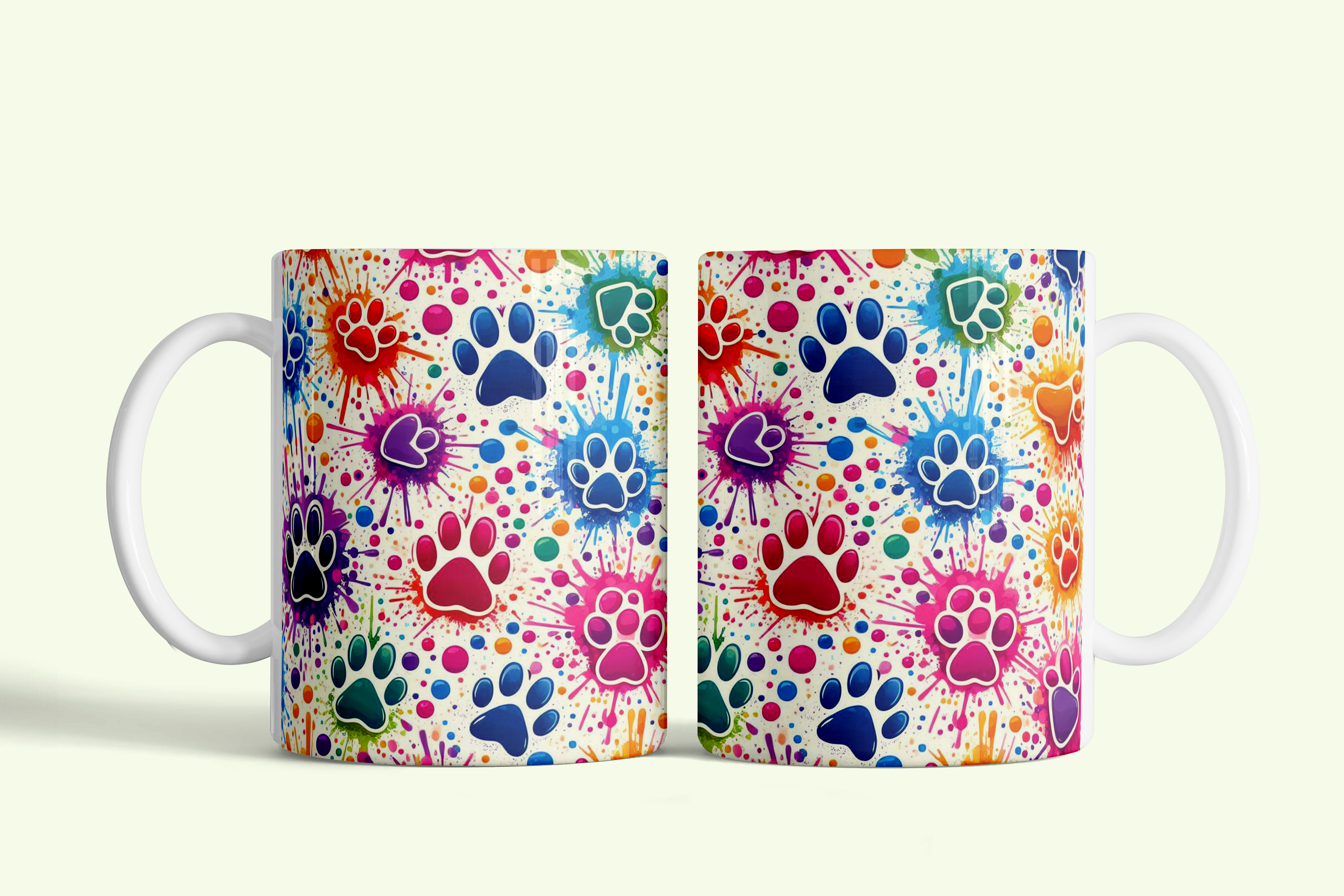 Colorful Paw Print Ceramic Mug