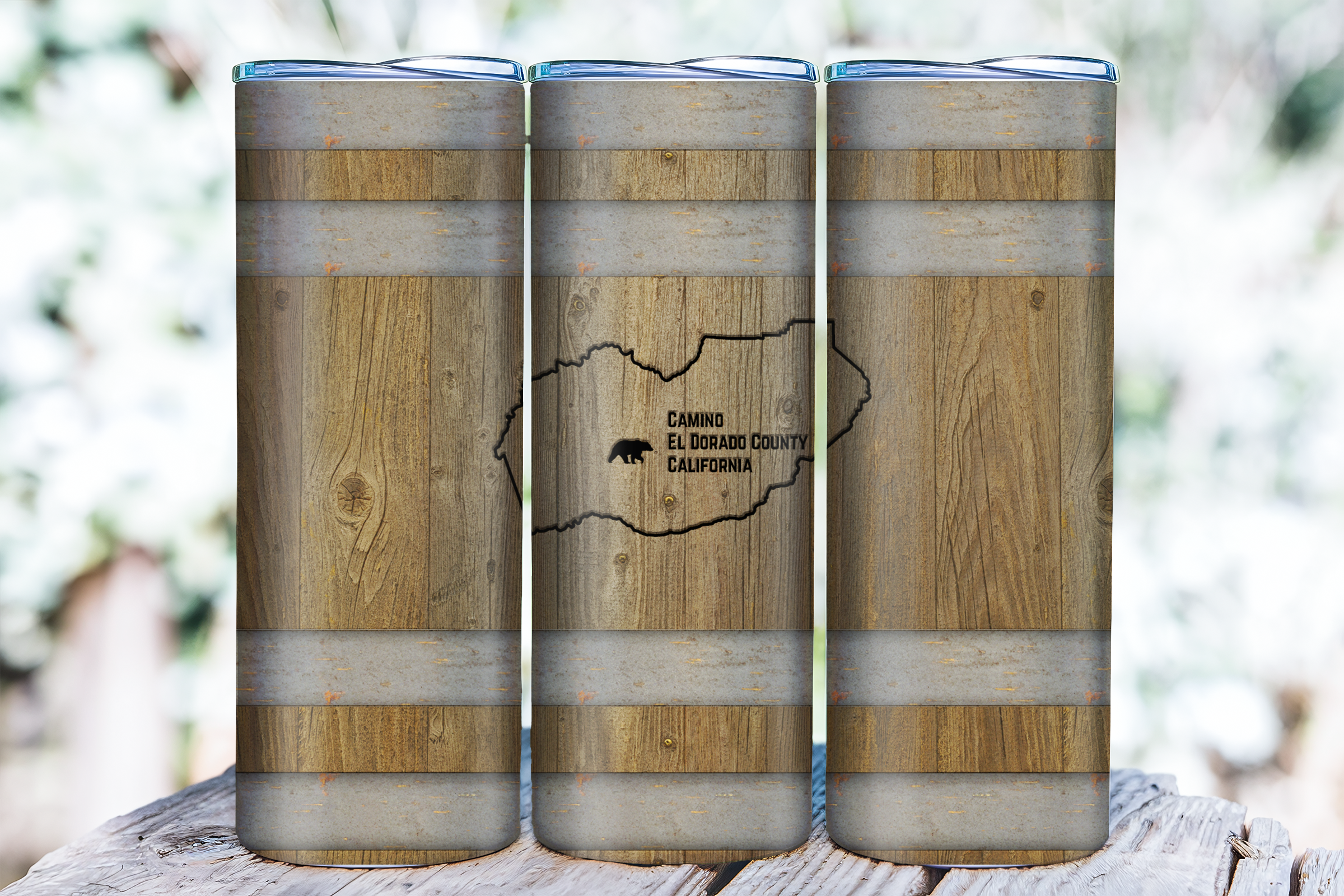 Camino El Dorado County California Wooden Barrel Tumbler