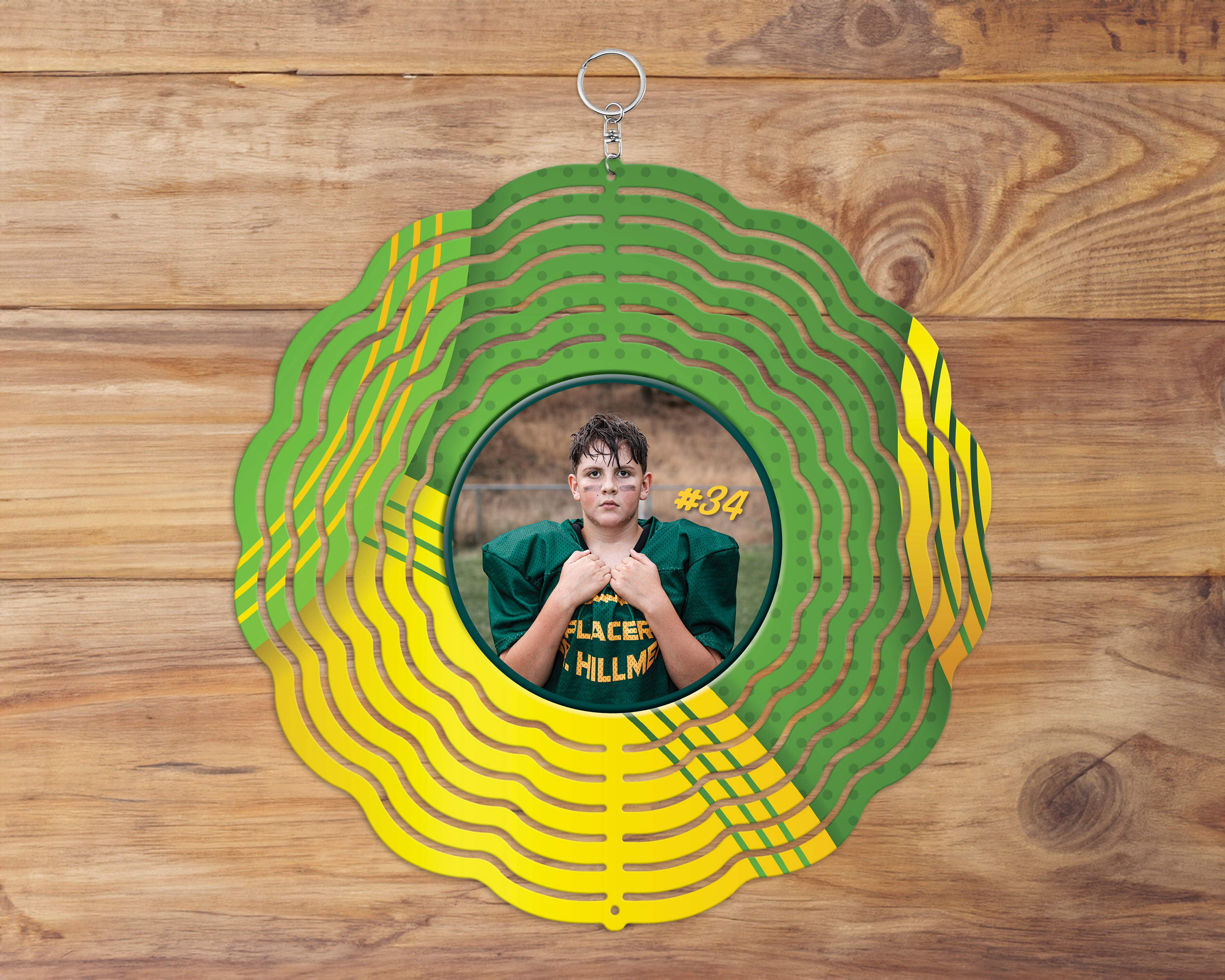 Custom PJH Photo Football Wind Spinner