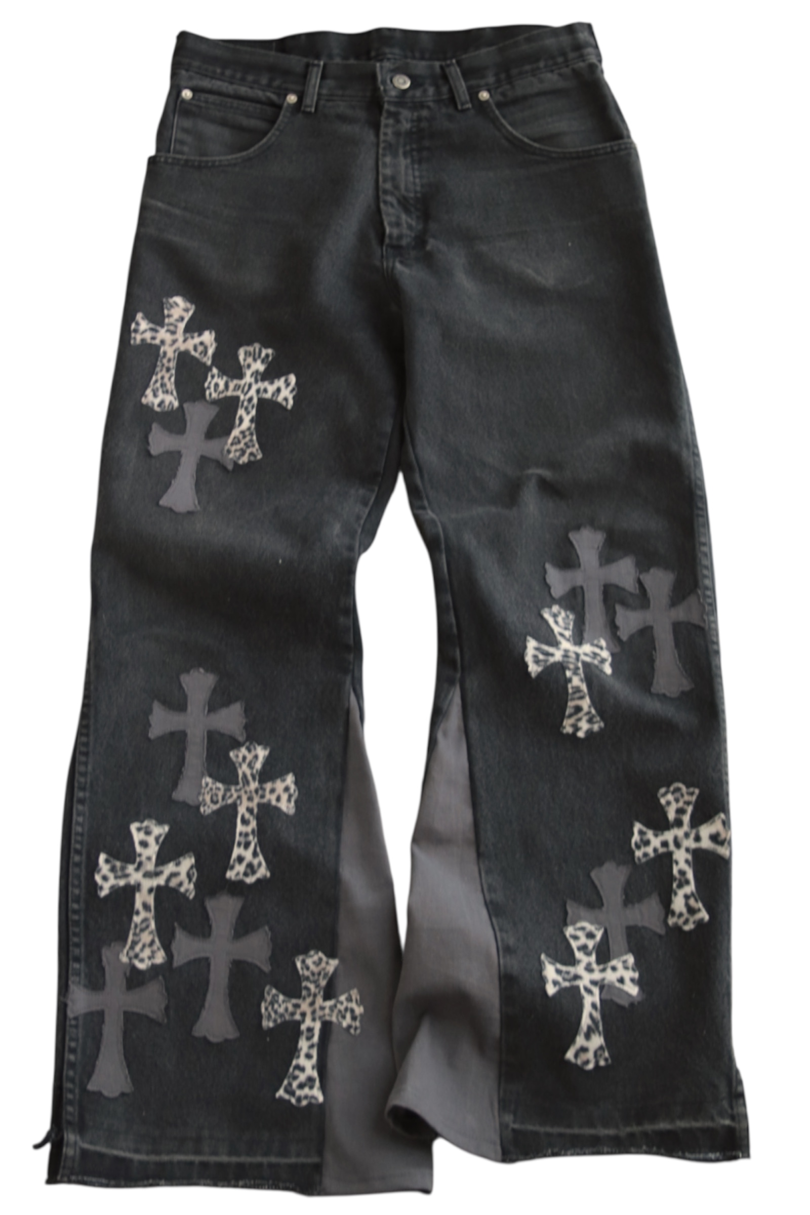 Wide Jeans - BLACK CROSS