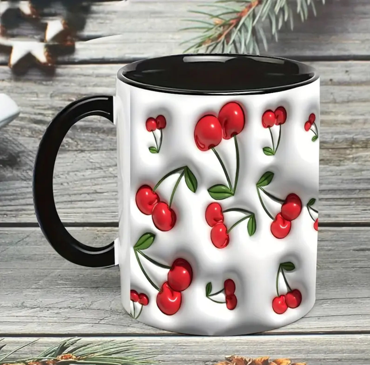 Cherry Pattern Ceramic Mug