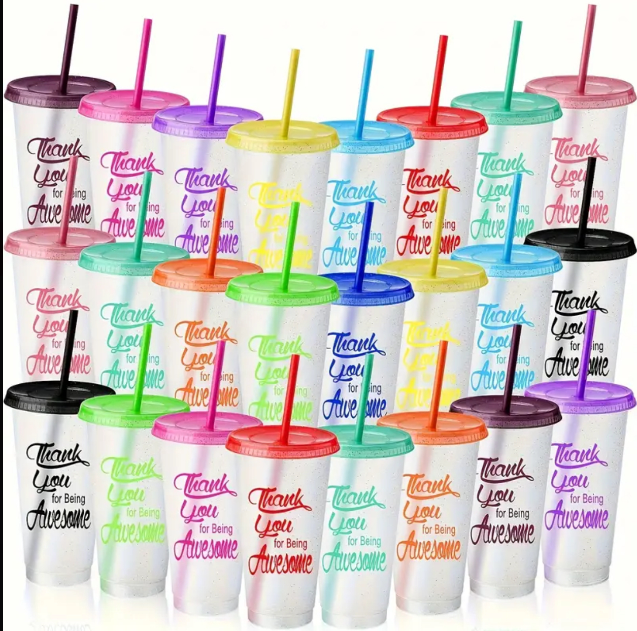 Large tumbler cup with lid and straw