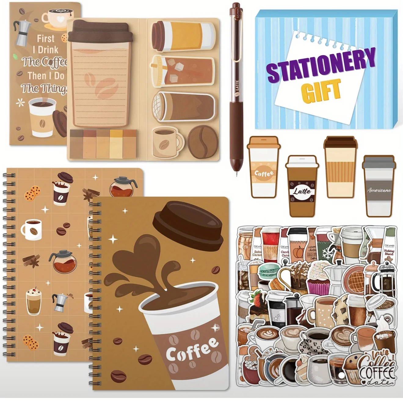 Coffee-Themed Stationery Set