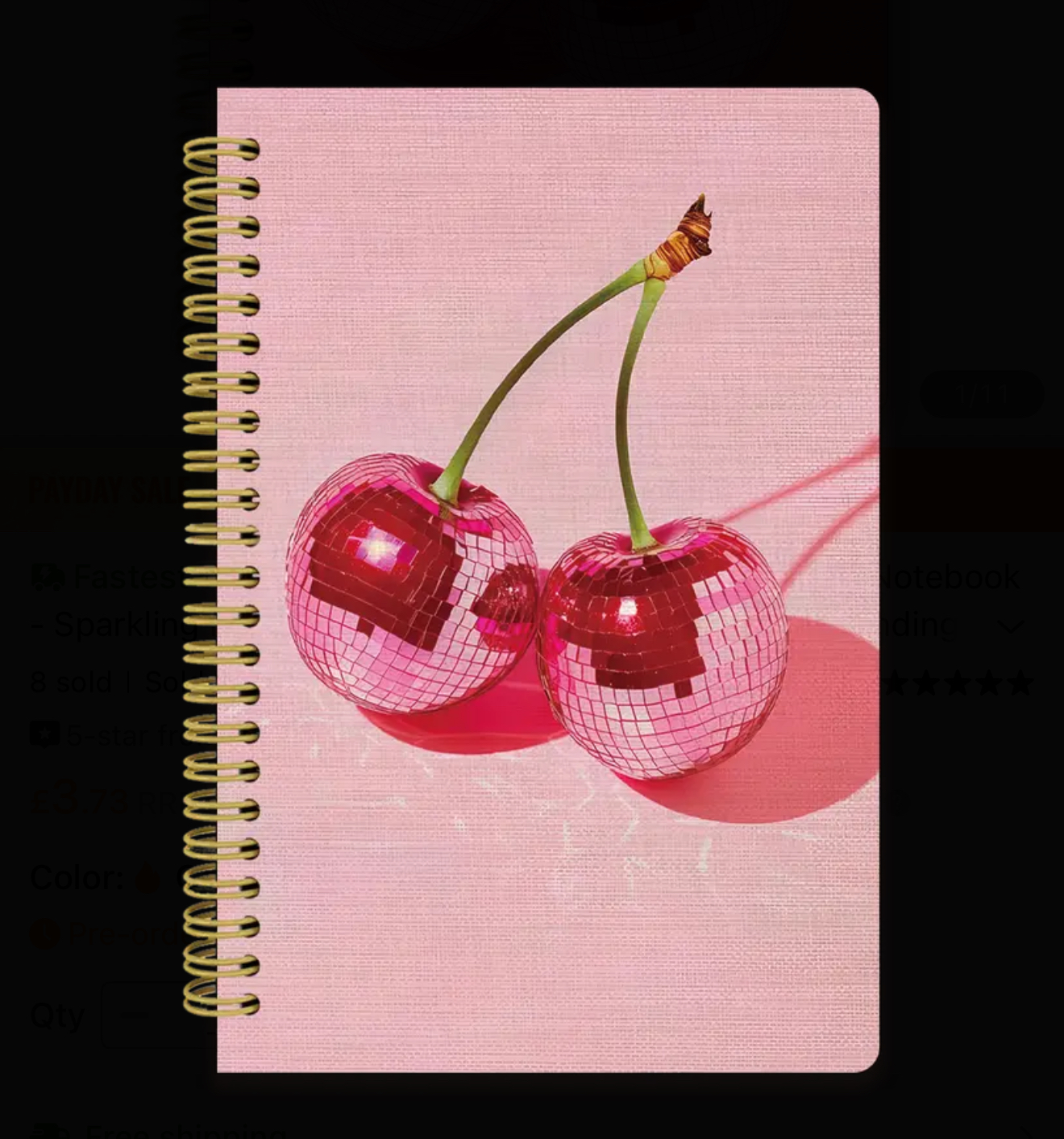 Cherry Disco Ball Notebook