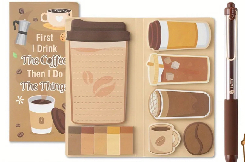 Coffee-Themed Sticky Notes Set